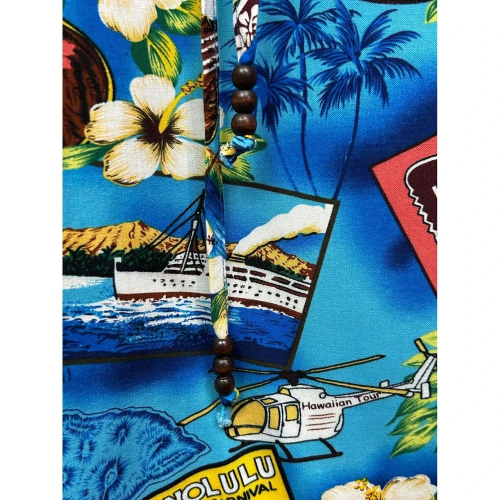Palmwave Hawaii Womens Tank Dress Blue Hawaiian Print Sleeveless Medium - Picture 6 of 7